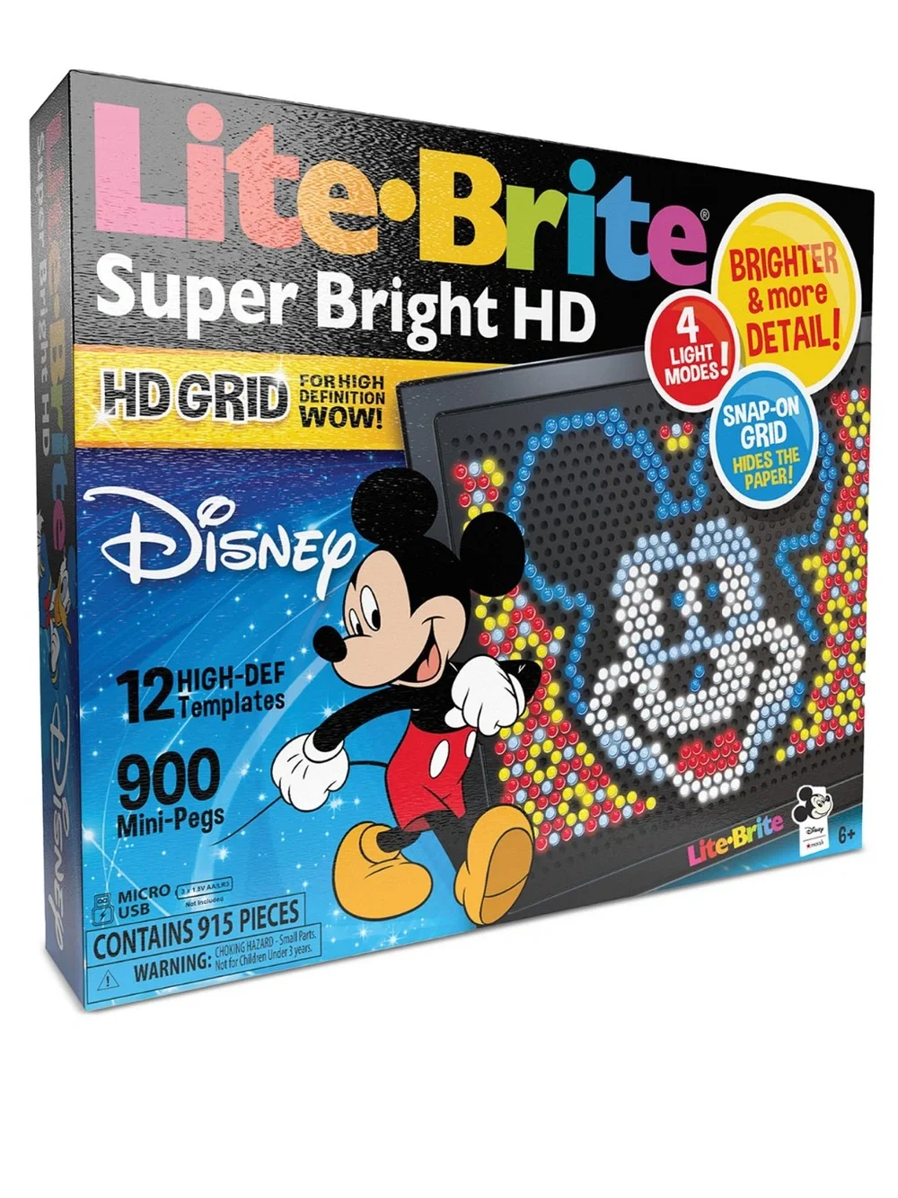 Disney Lite-Brite Super Bright HD Mickey Mouse Multicolor Peg Art